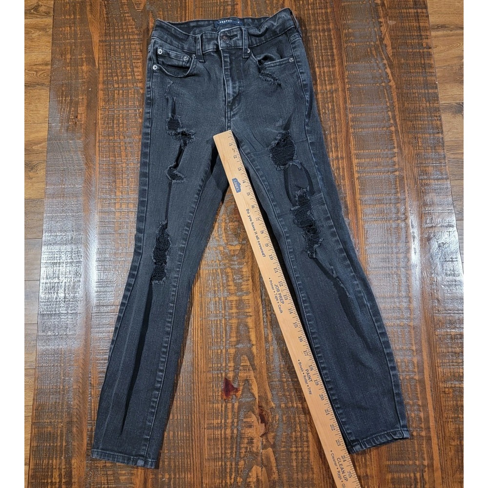 Aeropostale Women's High Rise Jegging Jeans Size 2 short Black Distressed